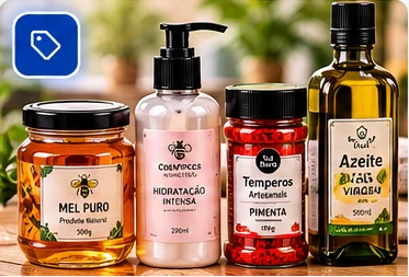 Exemplo visual de rótulos adesivos personalizados