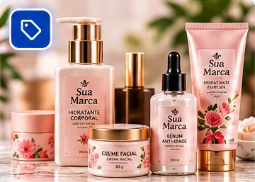 Embalagens de cosméticos com rótulos personalizados: cremes, séruns e hidratantes