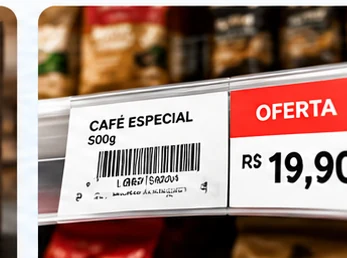 Imagem conceitual de aplicação de etiquetas no segmento Varejo