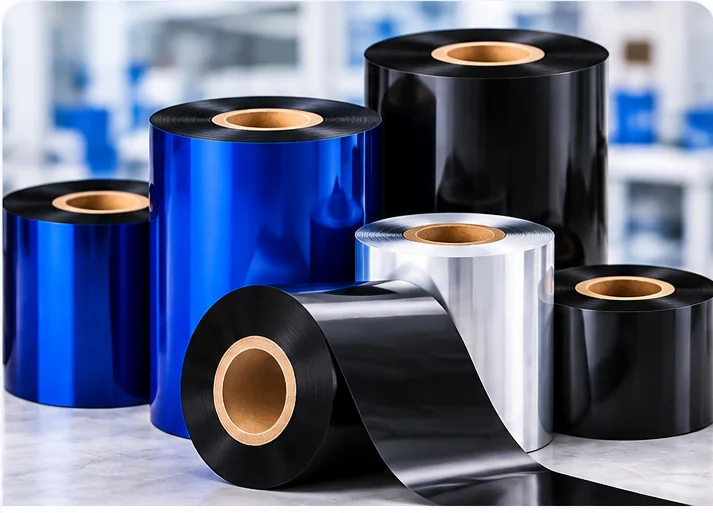 Bobinas de ribbons de cera e resina para impressão por transferência térmica